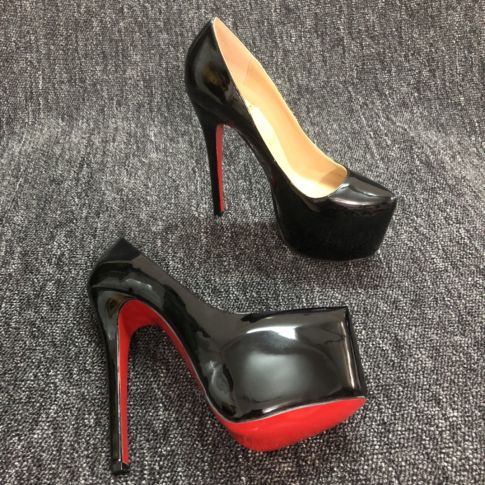 CL Daffodile Platform Pumps 160mm Pelle Verniciata Nera