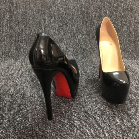CL Daffodile Platform Pumps 160mm Pelle Verniciata Nera