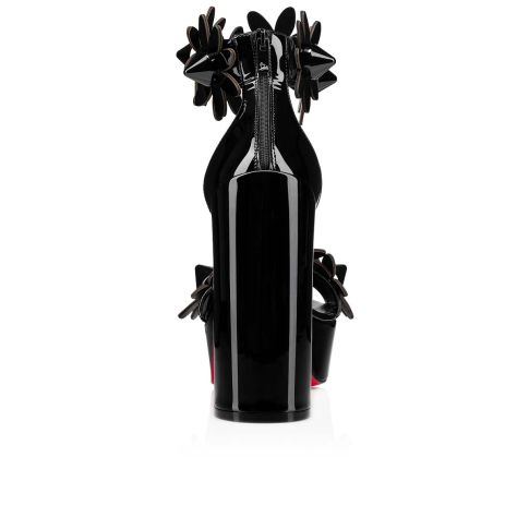CL Daisy Spikes Alta Pumps 130mm Patent Calf Leather Black