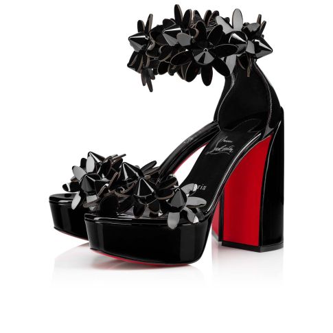 CL Daisy Spikes Alta Pumps 130mm Patent Calf Leather Black