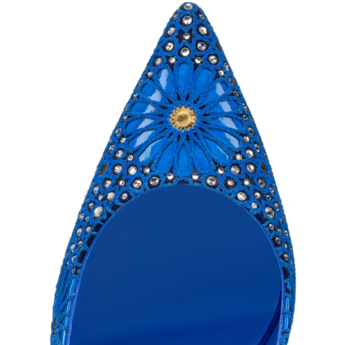 CL Hot Chick Sling Moucharastrass Pumps 70mm Calf Leather Electric Blue