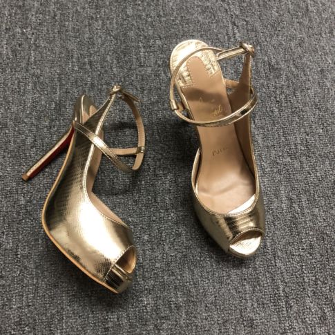 CL Jenlove Alta Pumps 120mm Metallic Leather Platine