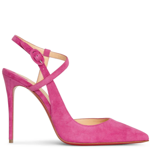 CL Jenlove Ankle Strap Pumps 100mm Suede Pink