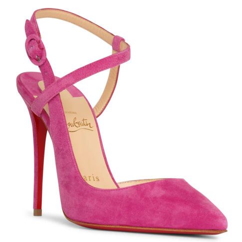 CL Jenlove Ankle Strap Pumps 100mm Suede Pink