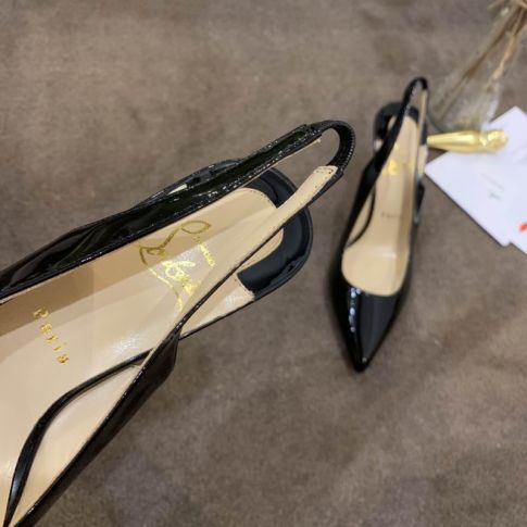 CL Kate Sling Pumps 80mm Patent Leather Black