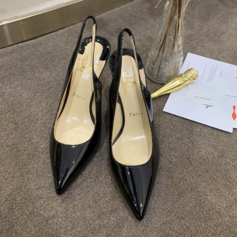 CL Kate Sling Pumps 80mm Patent Leather Black
