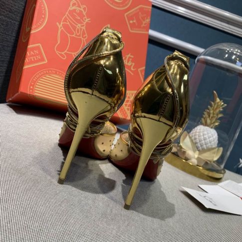 CL Maia Labella 100mm Pumps Strass and Speccchio Leather Gold