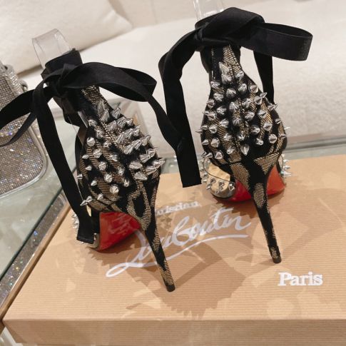 CL Mechante Reine Pumps 100mm Fabric and PVC Black