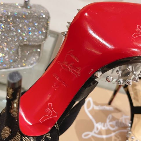 CL Mechante Reine Pumps 100mm Fabric and PVC Black