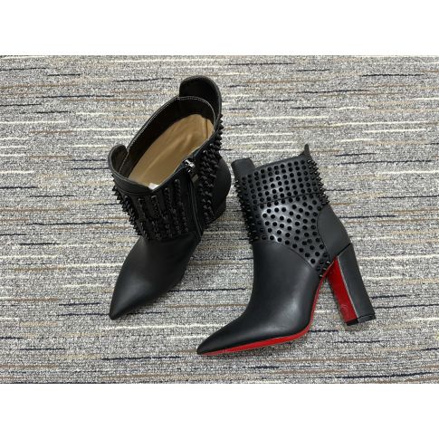 CL Praguoise Spikes Ankle Boots 100mm Calf Leather Black