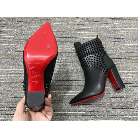 CL Praguoise Spikes Ankle Boots 100mm Calf Leather Black