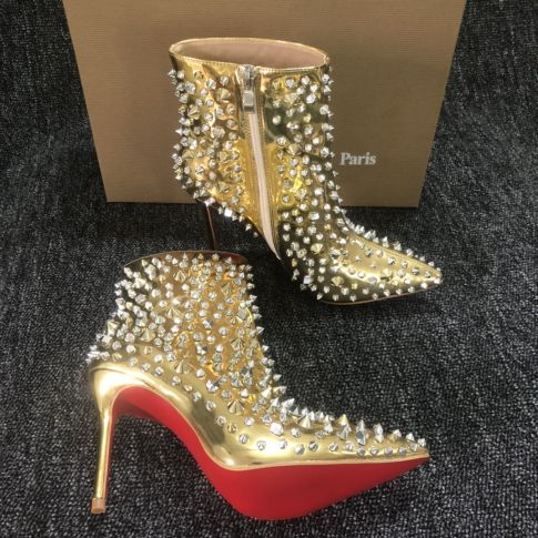 CL So Full Kate 100mm Ankle Boots Metallic Leather Gold