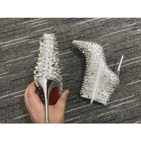 CL So Full Kate 100mm Ankle Boots Specchio Glitte Silver