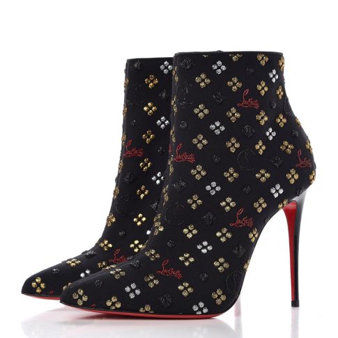CL So Kate Ankle Booties 100mm Logo Embroidered Fabric Multi Black