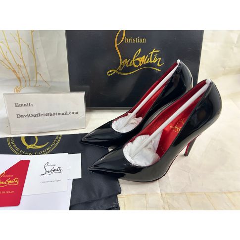 CL Soula Kate Pumps Crystal Sole Patent Leather Black Loubi