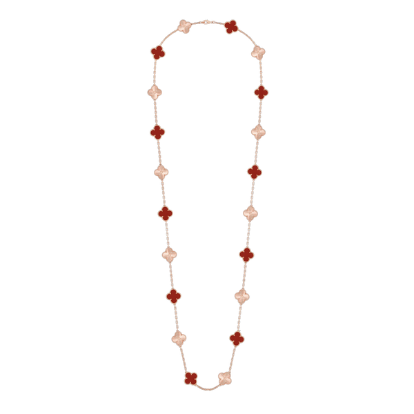 COLLANA CON MOTIVO TRIFOGLIO 20 CORNIOLA 86 CM