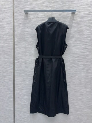 Prada 2025 Sleeveless Zipper Dresses Blue and Black Poliamide