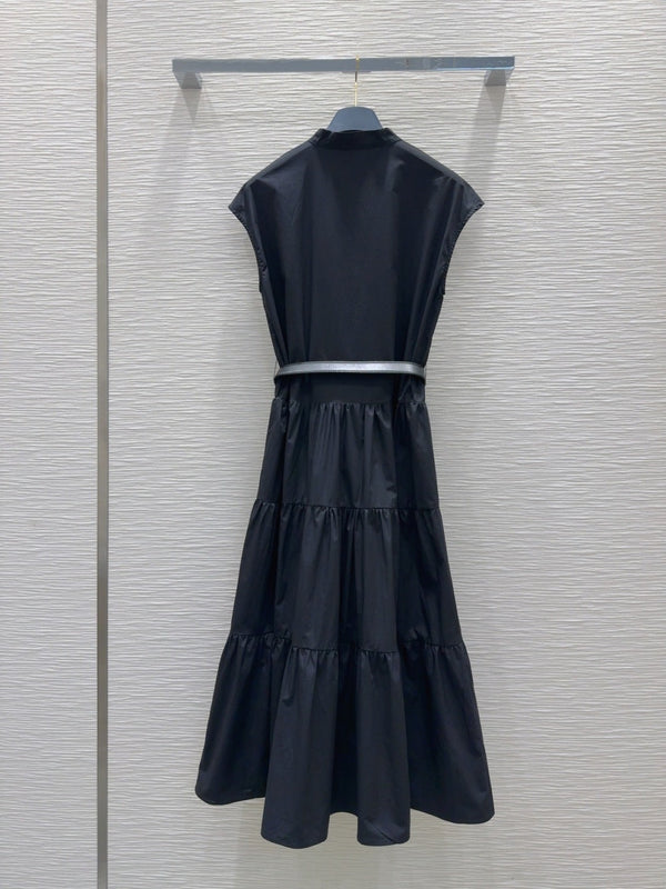 LV 25 Simple Elegant Vest Dress Black White Cotton