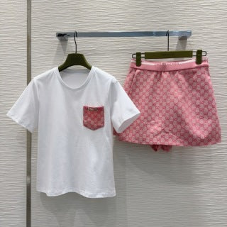Gucci 25 Set Pink White Polyester Fiber