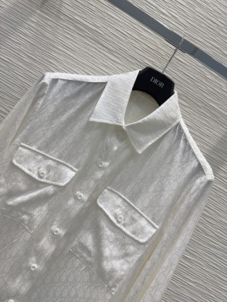 CD 25 Monogram Suit Bianco Seta Cotone