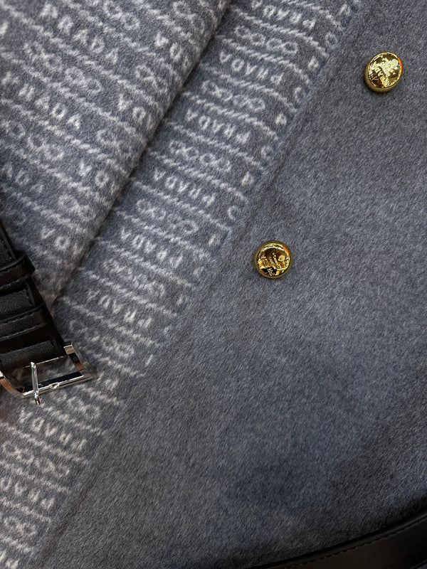 Prada 25 Mid-length Coat Gray Wool 637358