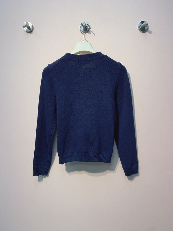 Pull à logo brodé Loewe 2025 en laine et cachemire blanc et bleu 314435
