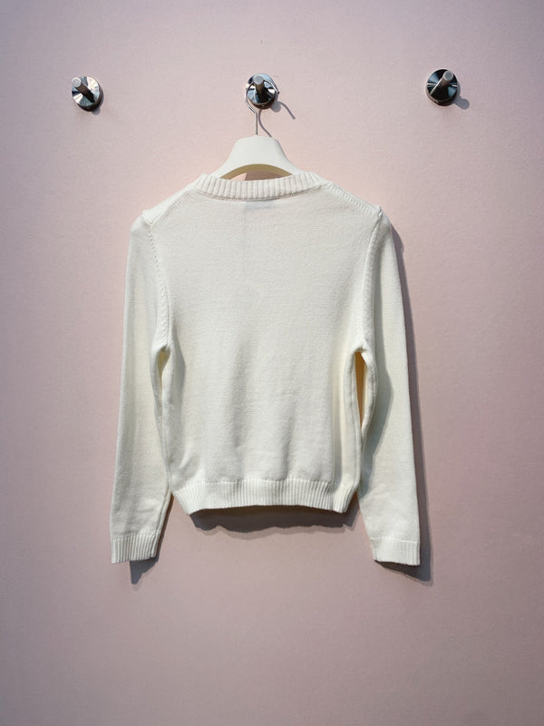 Pull à logo brodé Loewe 2025 en laine et cachemire blanc et bleu 314435