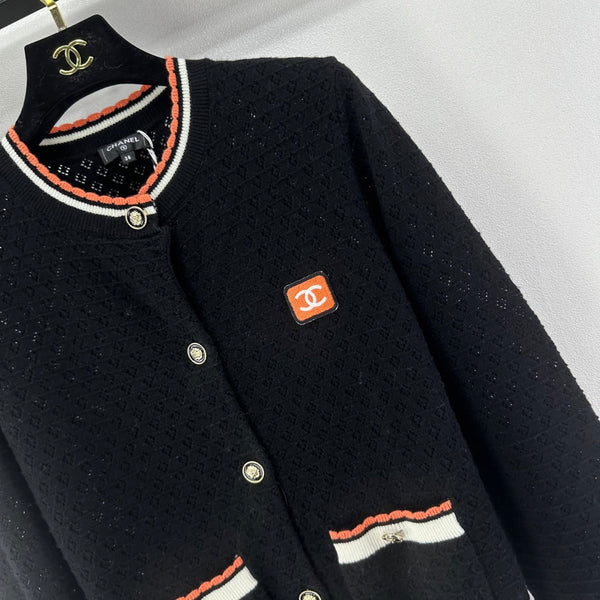 Chanel Cardigan à Manches Longues Crème et Noir Coton Cachemire 2025 325737
