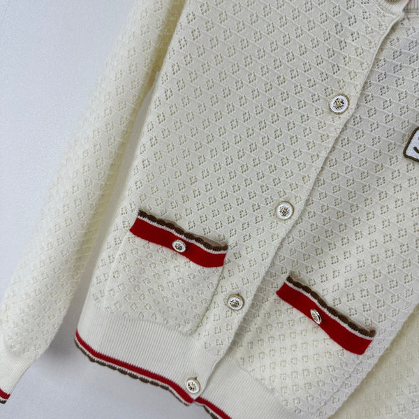 Chanel Cardigan à Manches Longues Crème et Noir Coton Cachemire 2025 325737