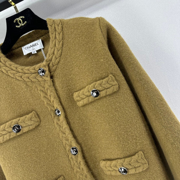 Chanel 2025 Cardigan Laine Gris et Brun Olive 329282