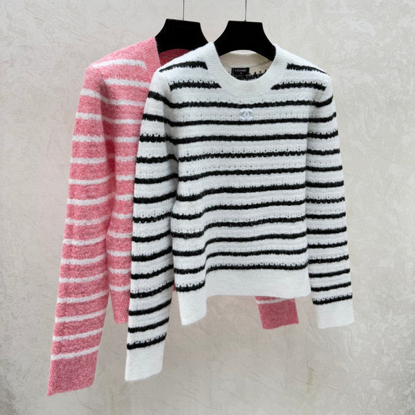 Chanel 2025 Pull Rayé Manches Longues Laine 727133