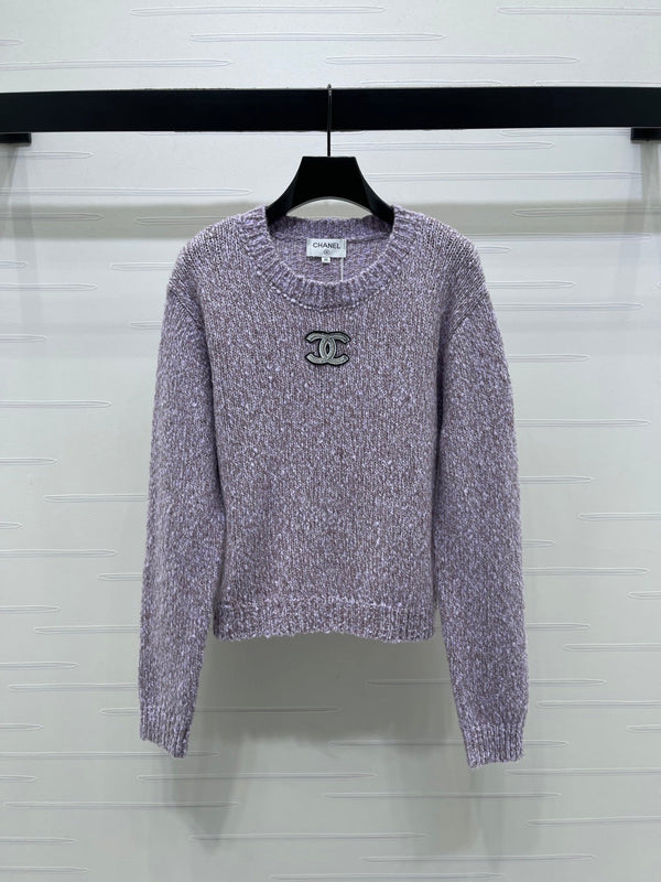 Chanel 2026 Pull col rond en laine et cachemire à manches longues Double C