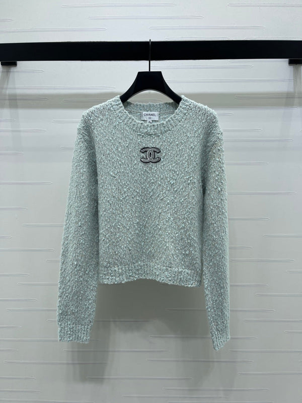 Chanel 2026 Pull col rond en laine et cachemire à manches longues Double C