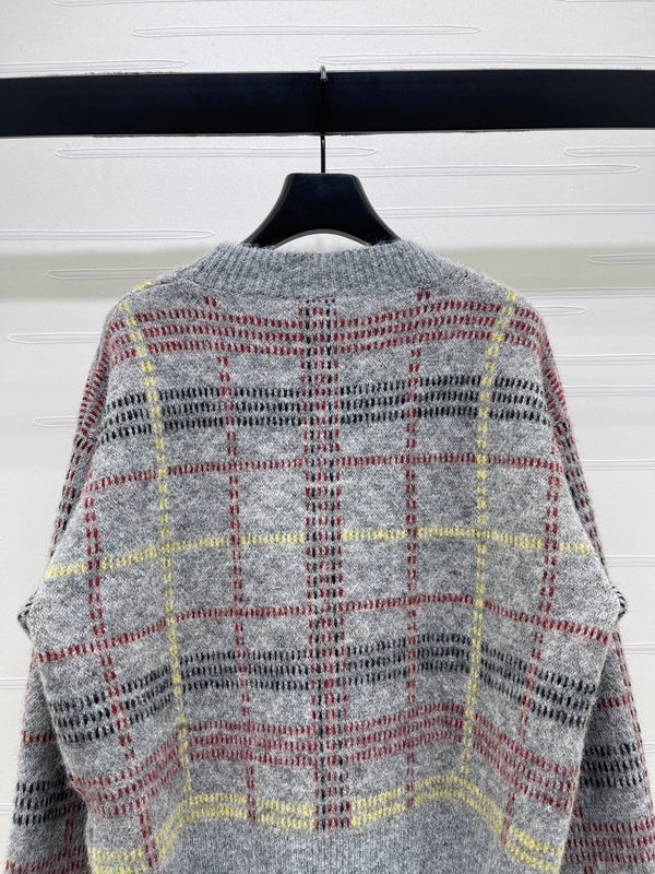 Chanel 2026 Pull en Laine à Carreaux Manches Longues