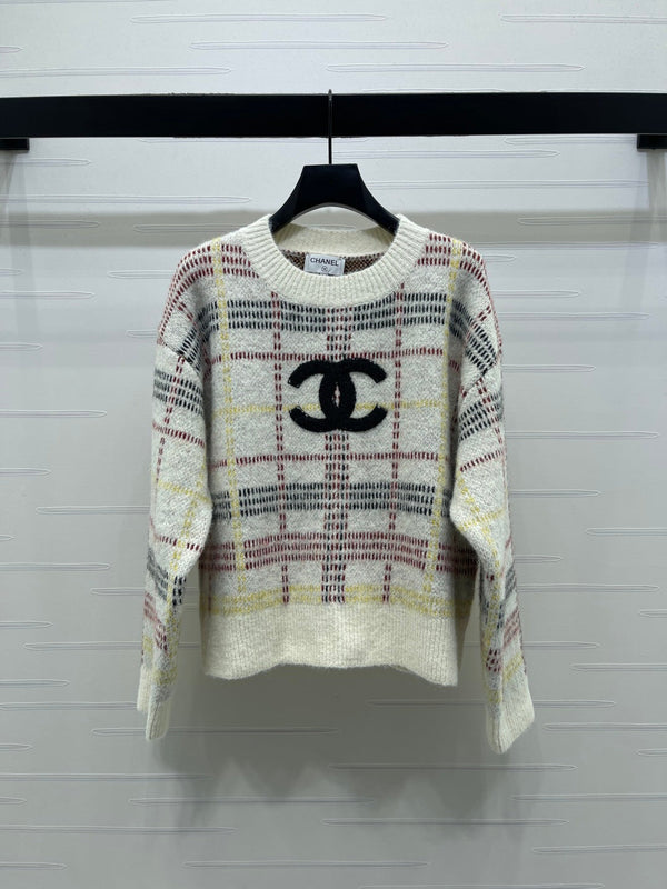 Chanel 2026 Pull en Laine à Carreaux Manches Longues