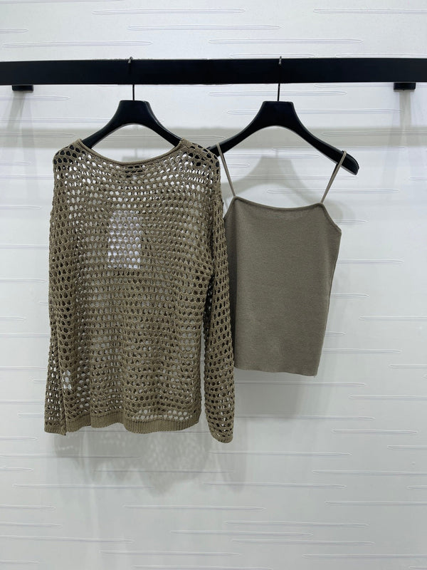 Ensemble deux pièces en maille superposée à manches longues en laine Chanel 2026