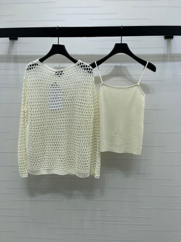 Ensemble deux pièces en maille superposée à manches longues en laine Chanel 2026