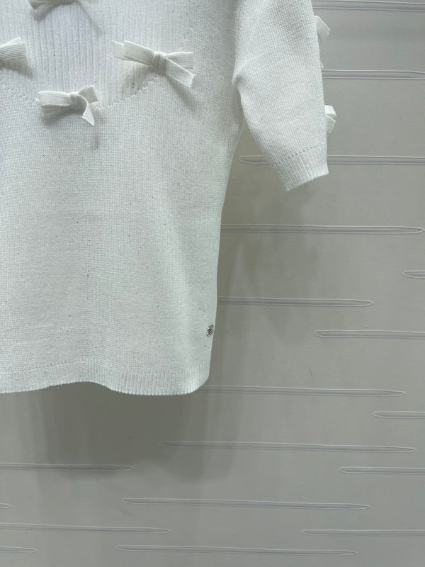 Chanel 2026 T-shirt Nœud Laine et Nylon Noir et Blanc 136350
