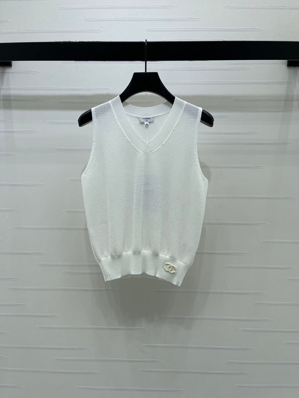 Chanel Gilet 2026 Soie Polyester Noir et Blanc 136355