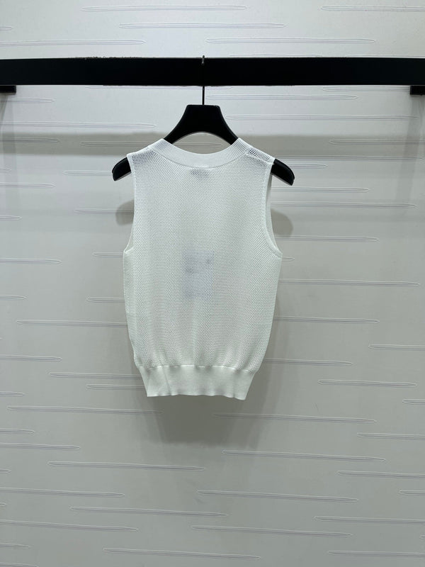 Chanel Gilet 2026 Soie Polyester Noir et Blanc 136355