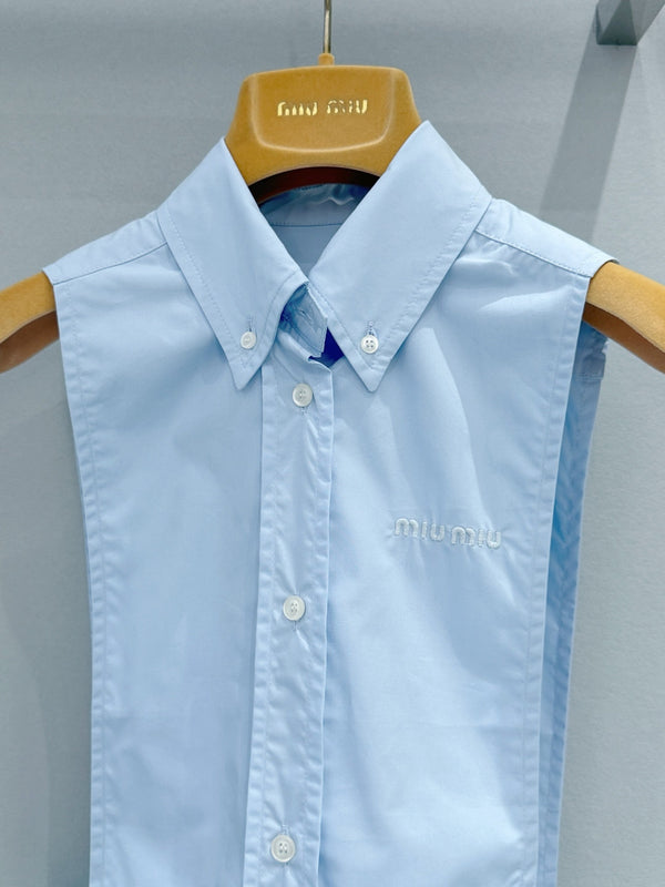 Miu Miu 26 Sleeveless Tie-Waist Shirt in Cotton