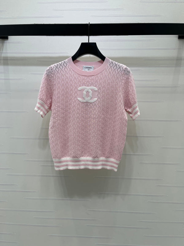 CC 26 Crew Neck Knit Short-Sleeve T-Shirt in Silk