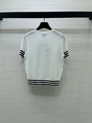 CC 26 Crew Neck Knit Short-Sleeve T-Shirt in Silk