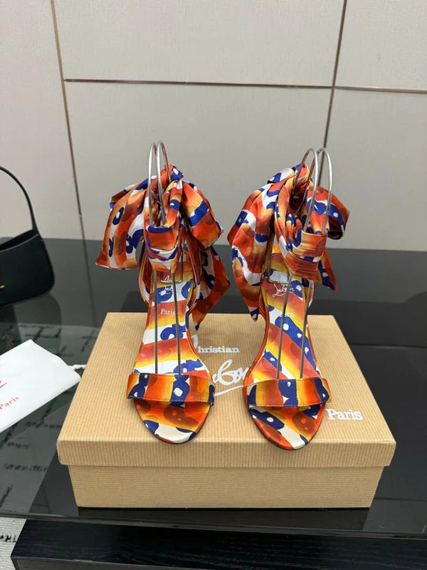 CL 2026 Heeled Sandals 100mm Printed Crepe Satin 791569