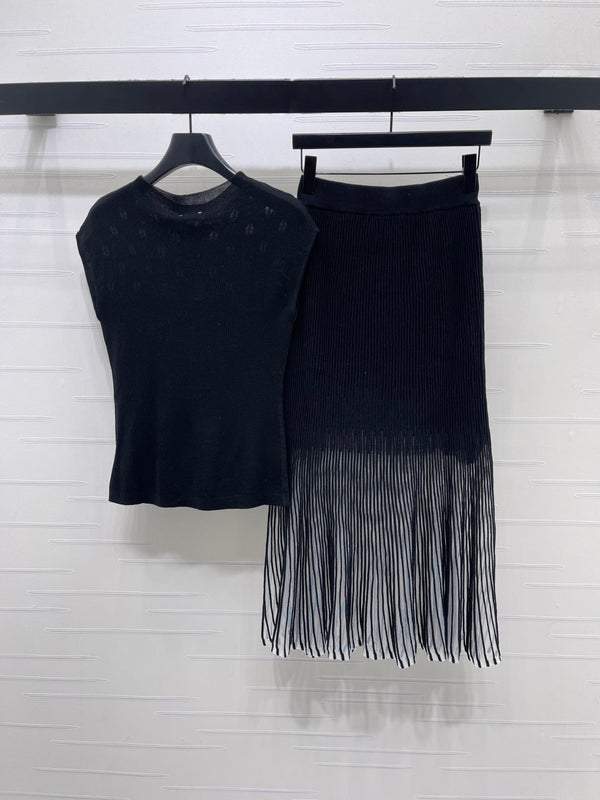 CC Crystal Sleeveless Skirt Set Black Polyester 406423