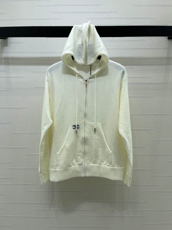 CE 26S Knit Zip-Up Hoodie Embroidered Detail Wool 430311