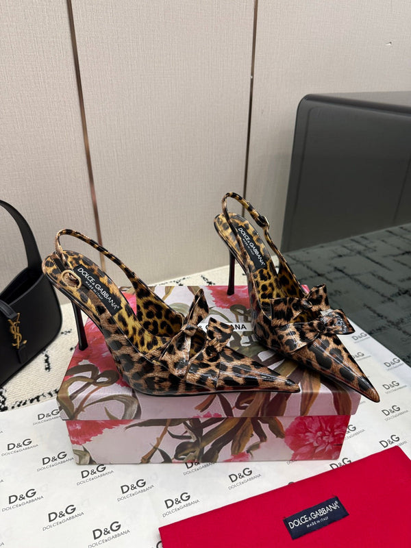 DG Double-Bow Slingback Pumps 10cm Leather 179863