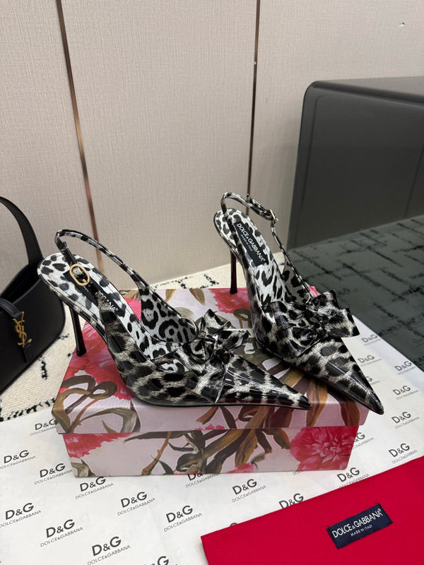 DG Double-Bow Slingback Pumps 10cm Leather 179863