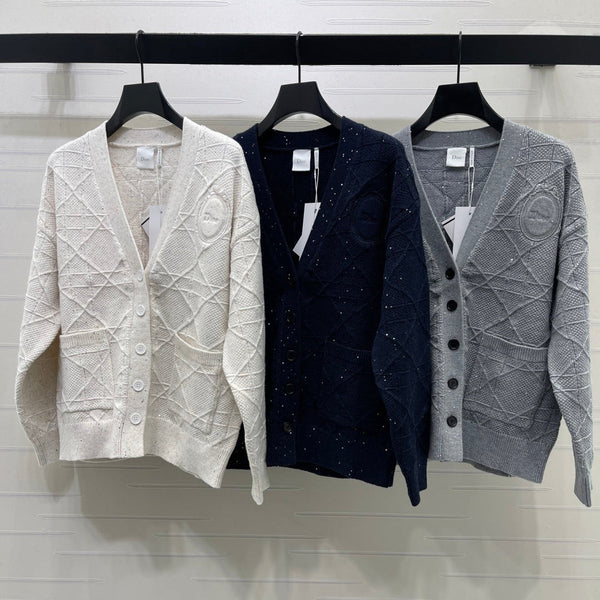 CD 26FW Diamond-Pattern Knit Cardigan Wool 439848