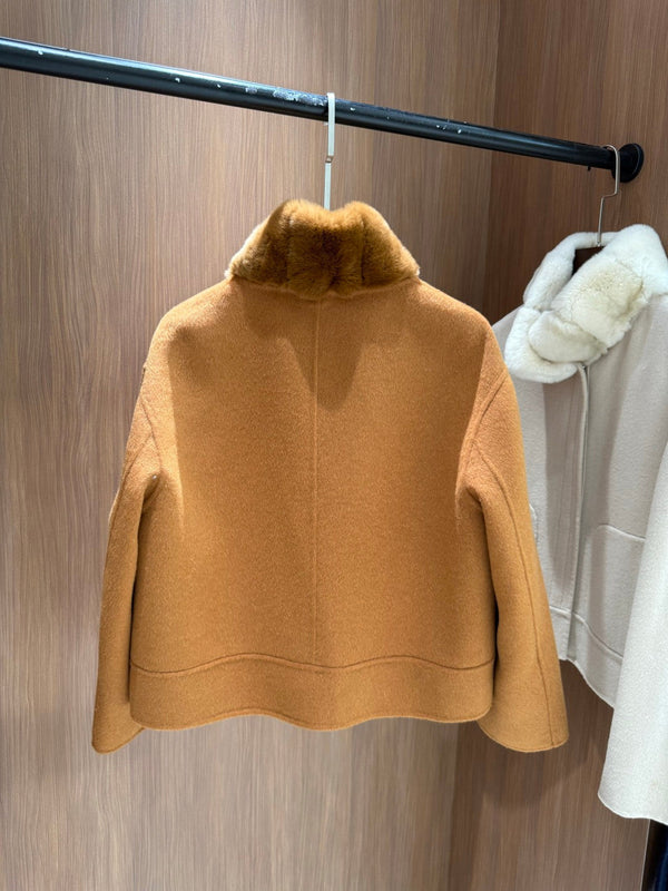 LP 26FW Cropped Blouson Jacket Rabbit Fur Collar Wool 440865